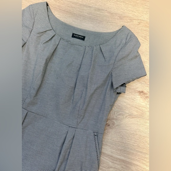 A-line midi cotton black and white houndstooth dress with detail - Picture 7 of 16